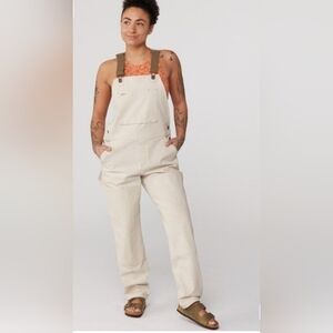 Rei Co-op Trailsmith Overalls Womens 8 Cream Double Knee Carpenter Utility